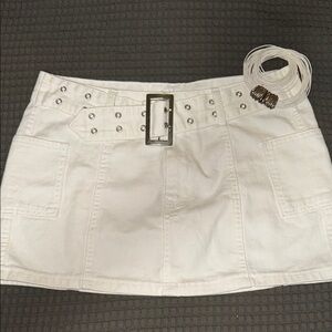 White Cotton Mini Skirt | Med